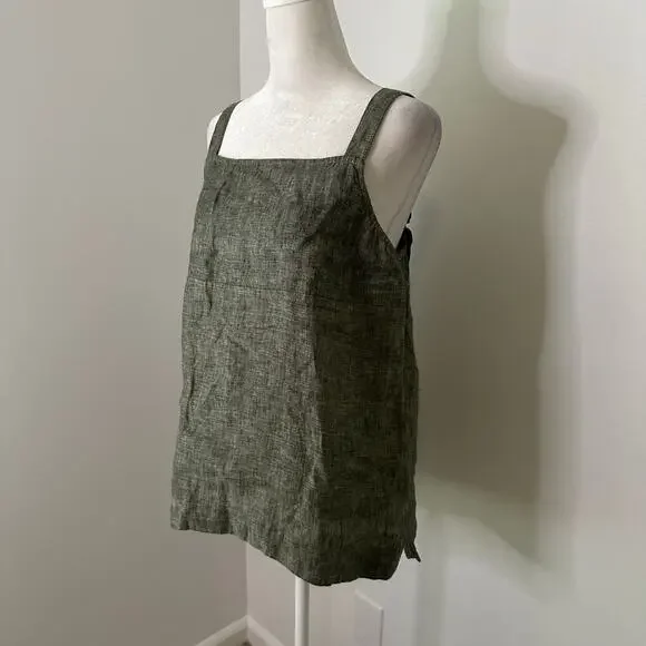 Athleta dark green sleeveless linen tank top size L - Picture 4 of 14
